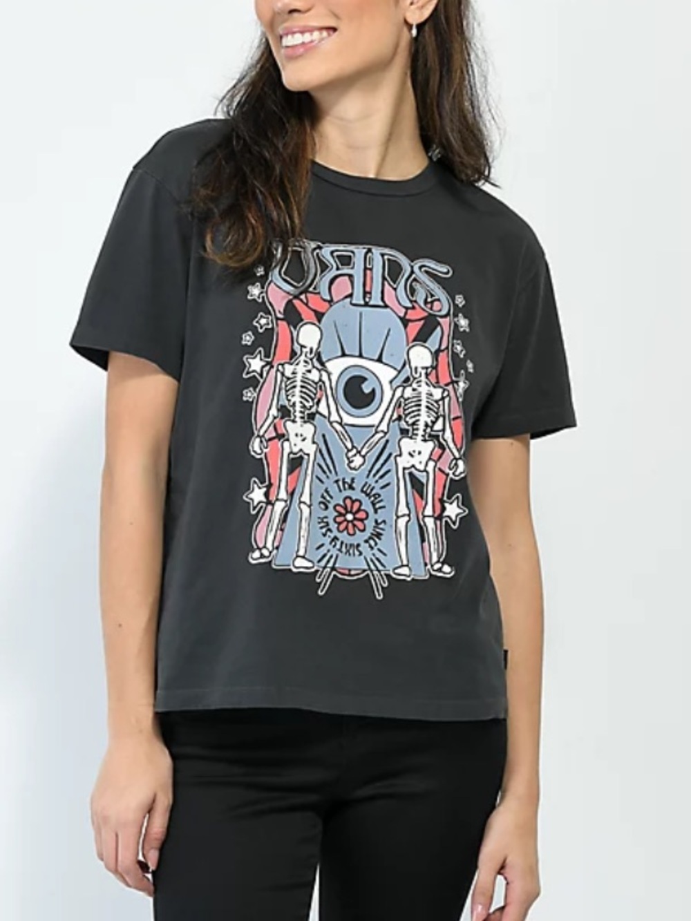 Vans Gem N Eye Black T-Shirt on tour forever Sz XL cotton